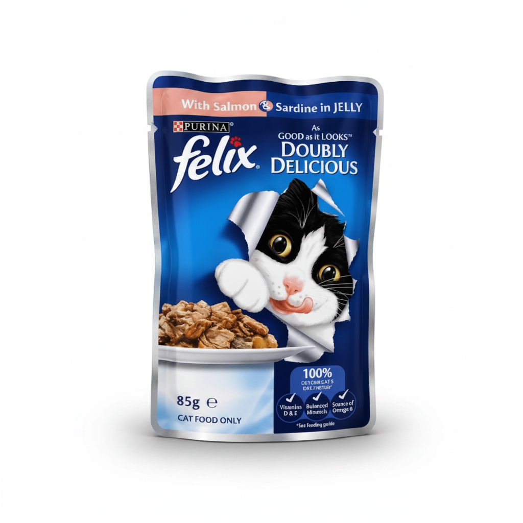 Purina Felix Adult Cat Wet Food with Salmon & Sardine in Jelly 85 g