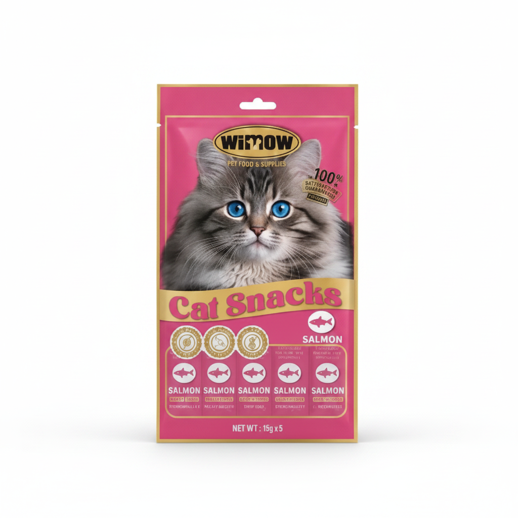 Wimow Creamy Cat Treats with Salmon 5 × 15 g