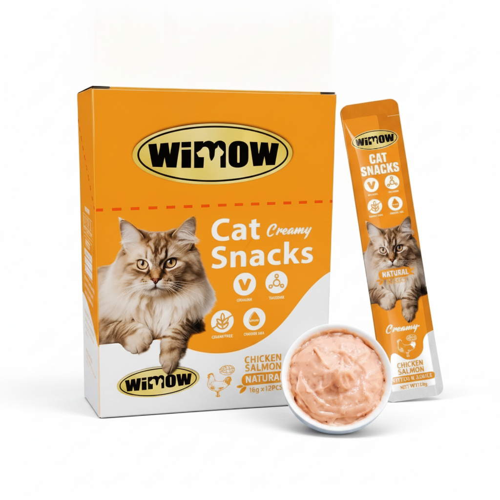 Wimow Creamy Cat Treats with Chicken & Salmon 45 × 16 g