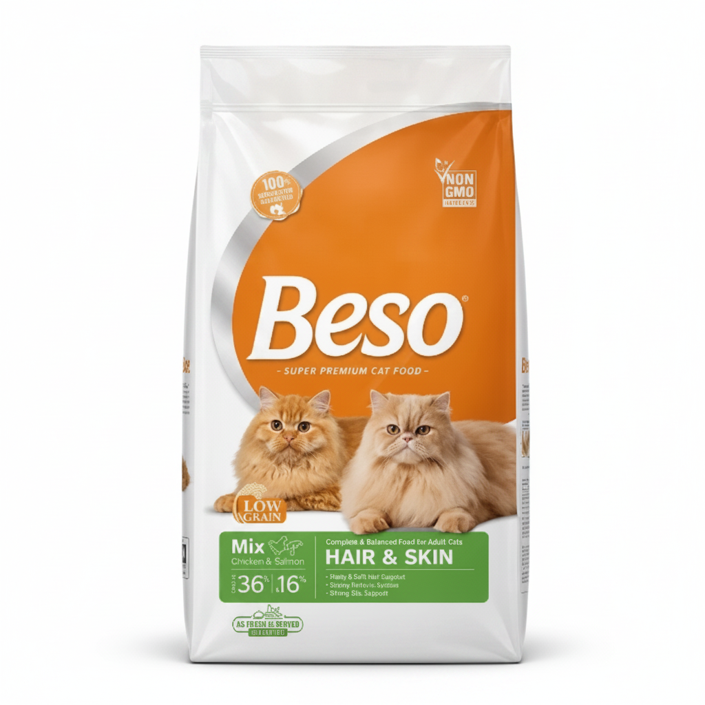 Beso Adult Cat Dry Food for Skin & Coat Care with Chicken & Salmon 2Kg