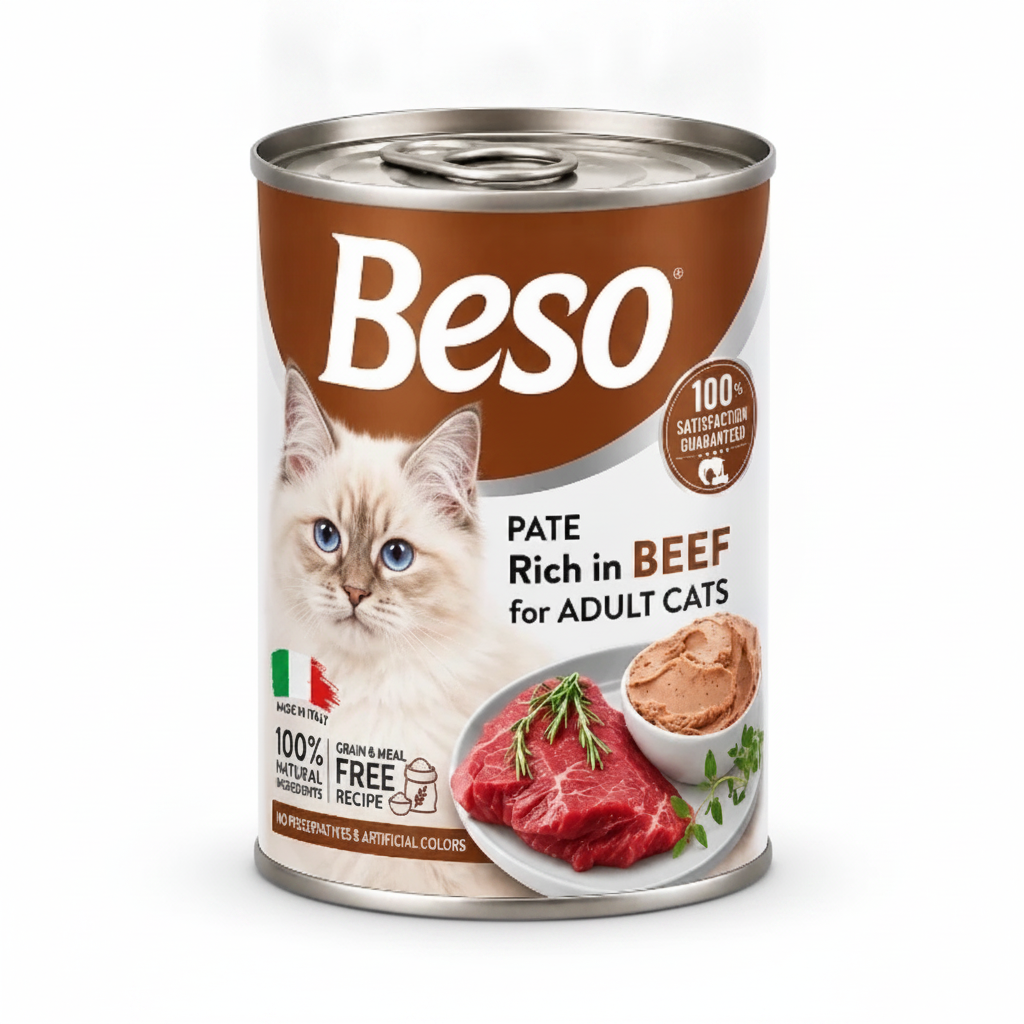 Beso Adult Cat Pate Wet Food with Beef 400g