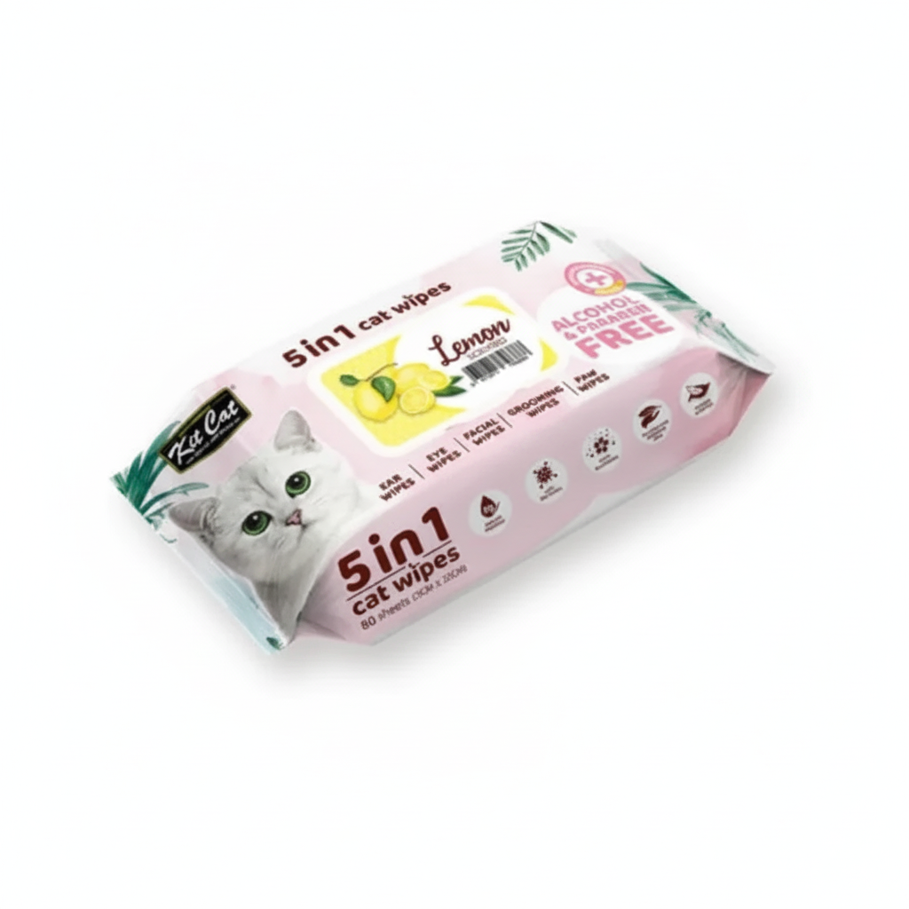 Kit Cat Antibacterial Pet Wet Wipes with Lemon Scent 80 Wipes
