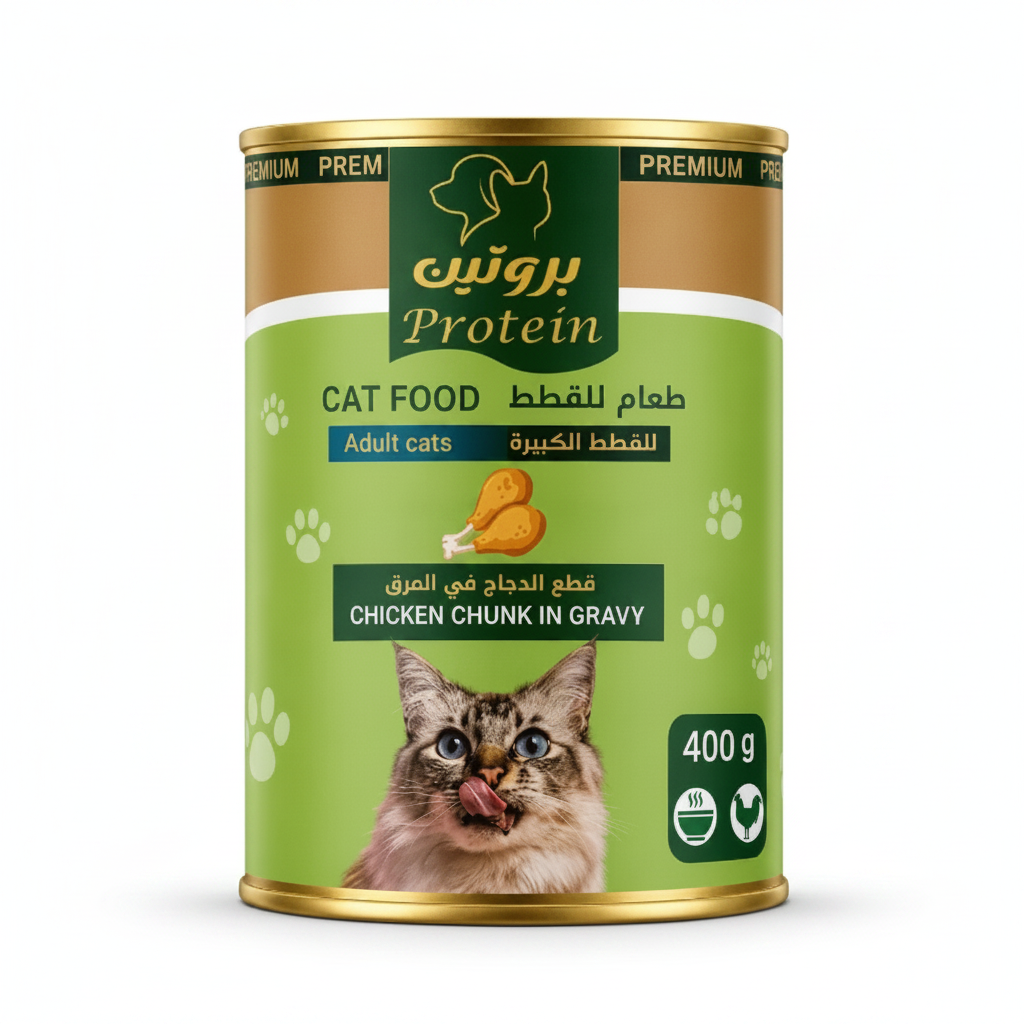 بروتين طعام رطب للقطط البالغة بقطع الدجاج في المرق 400  جرام