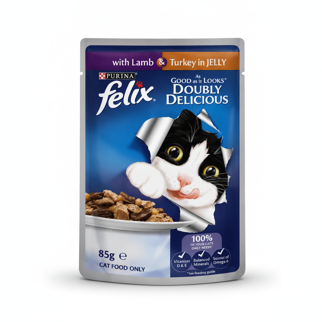 Felix Adult Cat Wet Food with Lamb & Turkey in Jelly 85 g