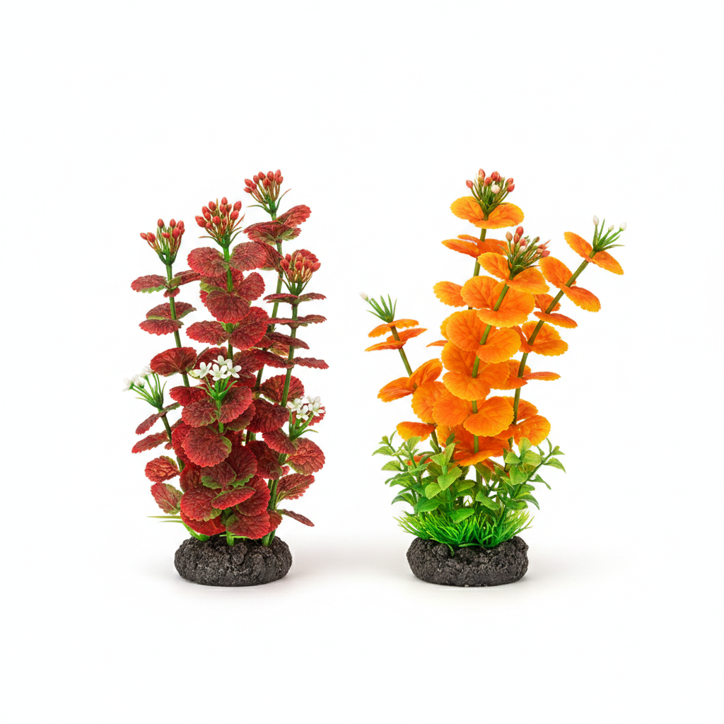 زينة حوض سمك منوعة كبيرة الحجم (أحمر)