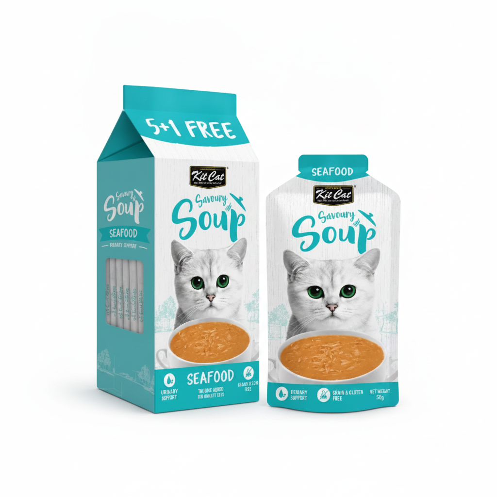 Kit Cat Seafood Soup for Cats 50 ml × 6 (5+1 Free)