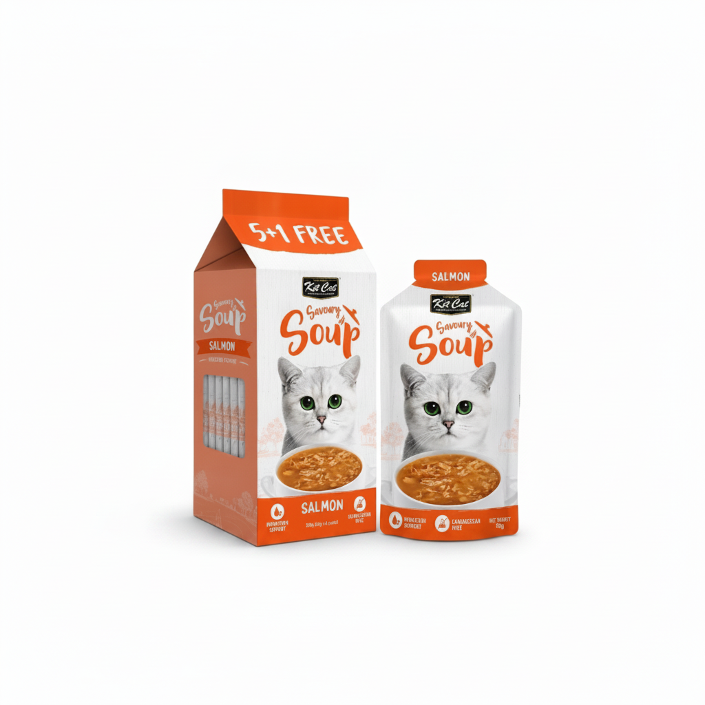 Kit Cat Salmon Soup for Cats 50 ml × 6 (5+1 Free)