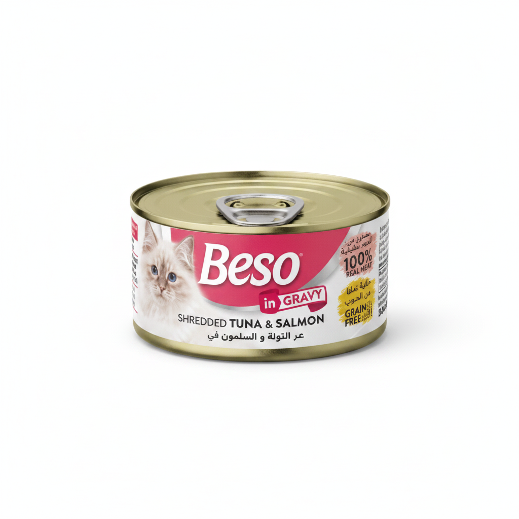 Beso Wet Cat Food with Tuna & Salmon in Gravy 85g